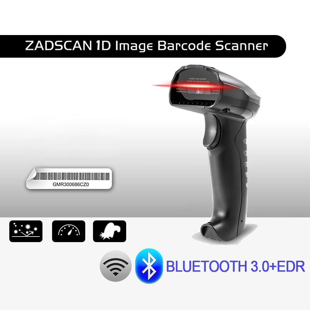 ZADSCAN Bluetooth 3.0 + EDR Sem Fio Barcode Scanner Handheld Bar Leitor