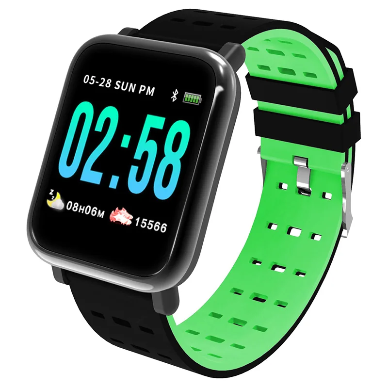 A6 Смарт часы носимые устройства IP67 Водонепроницаемый Bluetooth Шагомер монитор сердечного ритма цветной дисплей SmartWatch для Android/IOS - Цвет: Smart Watch Green