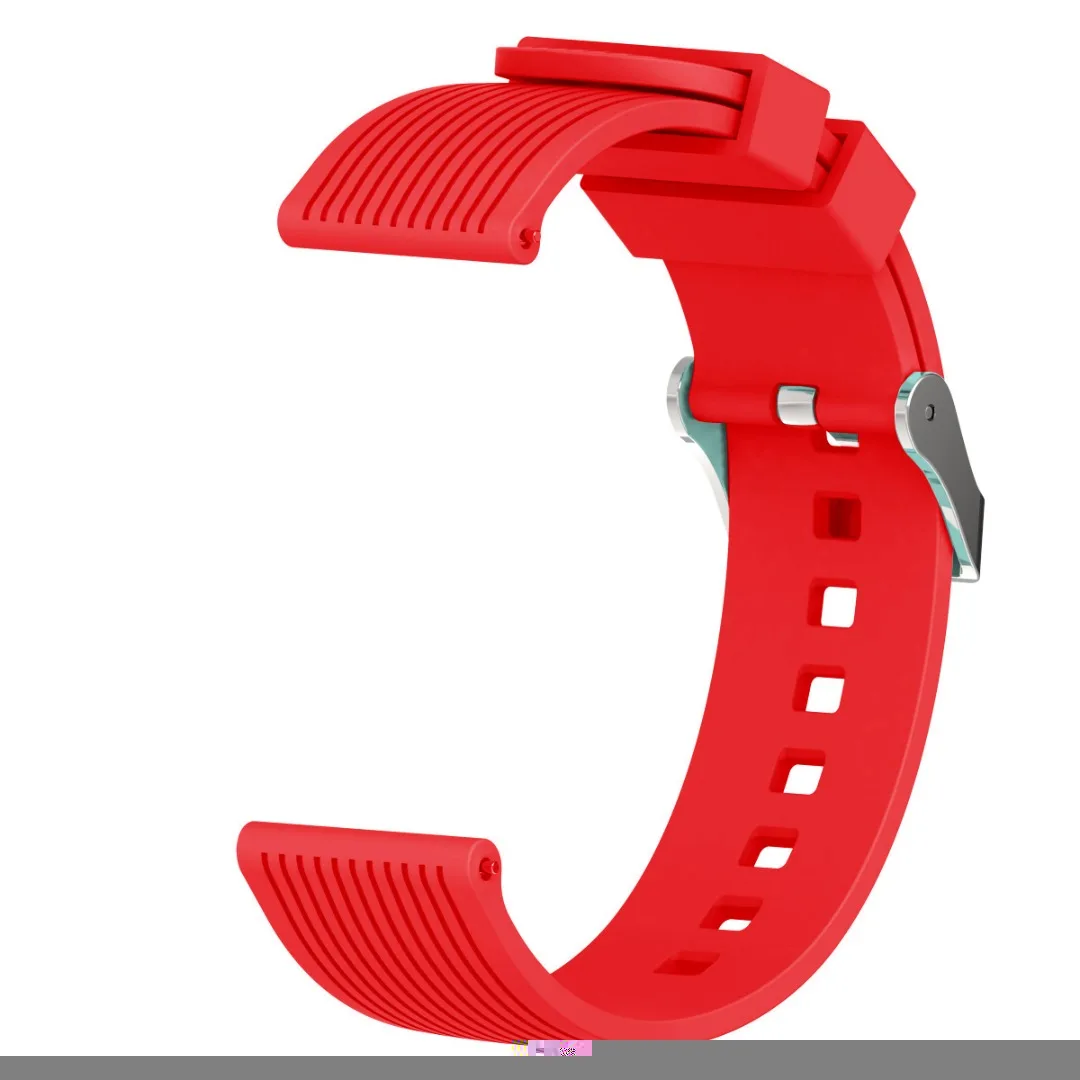 Candy Color 20MM Silicone Sport Watchband for Samsung Galaxy Watch Metal Buckle Striped Replacement Strap for SM-R810 42MM Gear2