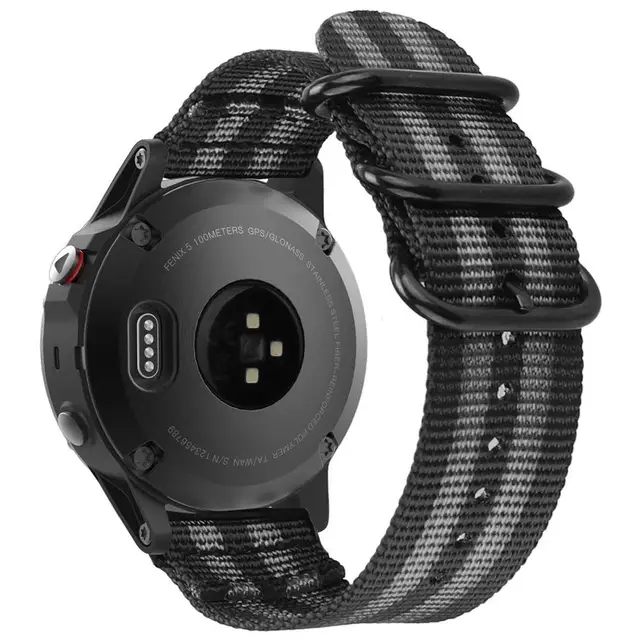 GXV 22mm Premium Nato Nylon Strap 3 Ring Watch Band for Garmin Fenix 5