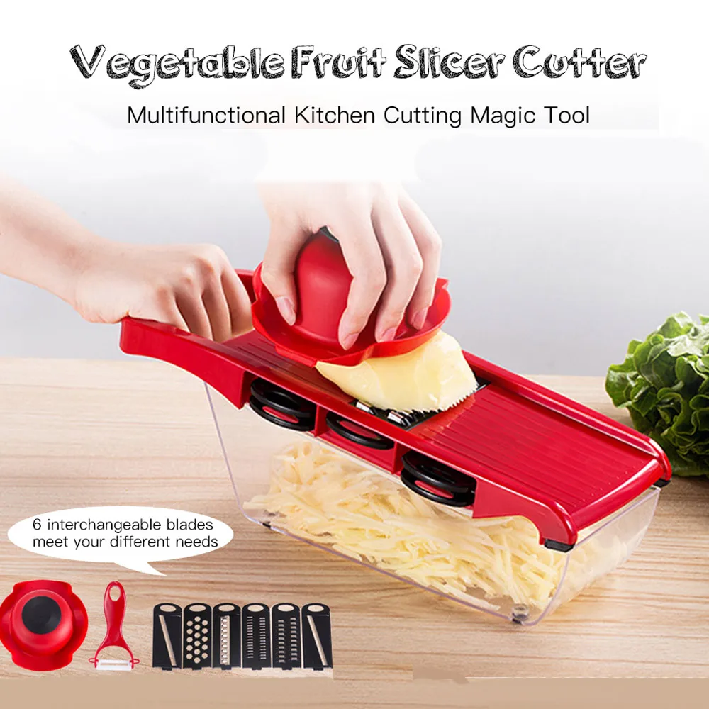 

Multifunctional Potato Slicer Vegetable Fruit Cutter Tomato Carrot Shredders Hand-held Slicer Sharp Blade Food Container Holder