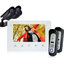 Homefong 1V2V2 Door Video Camera HD Door Phone Home Intercom Video two Doorbell Camera Panel and one 7″TFT Indoor Monitor