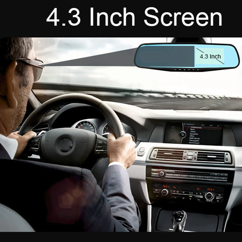 

Full HD 1080 p Auto Dvr Camera Auto 4.3 inch Achteruitkijkspiegel Digitale Video Recorder Dual Lens Registratory Camcorder
