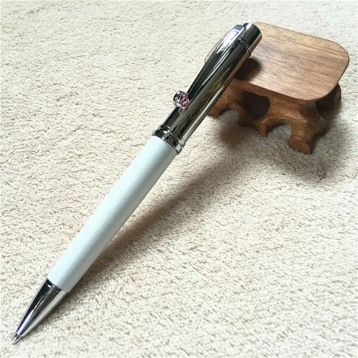 

ZY white Ballpoint Pen send a refill free shipping high quality metal roller ball pens business gift school office supplies 008