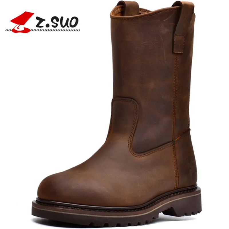 

Z.Suo Leather men women motorcycle boots, high-quality in-tube retro fashion western boots Motocross Motorbike Riding Boots