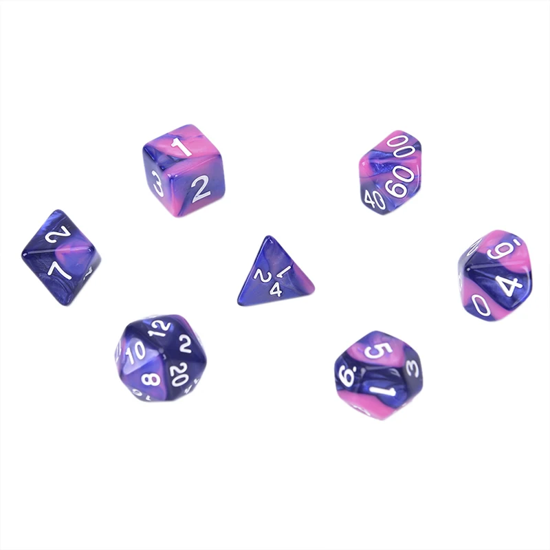 Многогранные разноцветные кости 7 шт./компл. для настольных игр D1 D2 D3 D4 D5 D6 D7