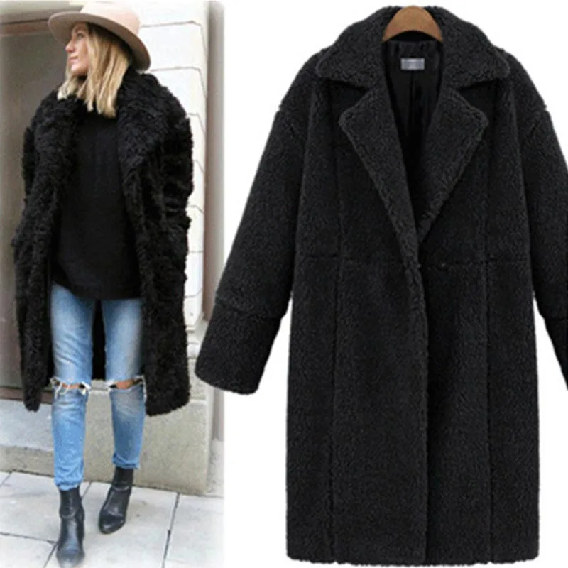 

2019 womens coats winter black coat Autumn and winter new women's cashmere long-sleeved solid color long coat wool coat