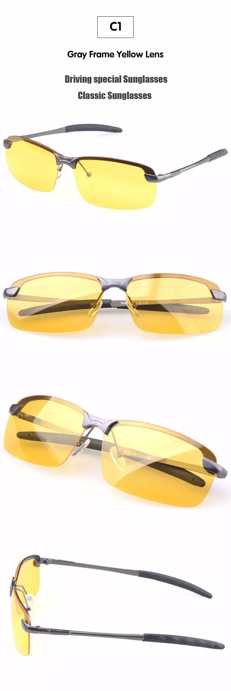 DIDI, поляризованные солнцезащитные очки ночного видения, мужские очки без оправы, желтые линзы, военная оправа из сплава, очки, очки для пилота, очки для вождения, H478