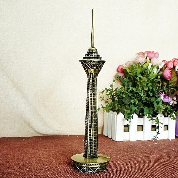 Знаменитые памятники, Металлическая Башня Iran Milad, египетские пирамиды, модель здания, Лондонский Тауэрский мост, винтажный домашний декор, подарок для дизайнеров - Цвет: 7cm 25cm copper