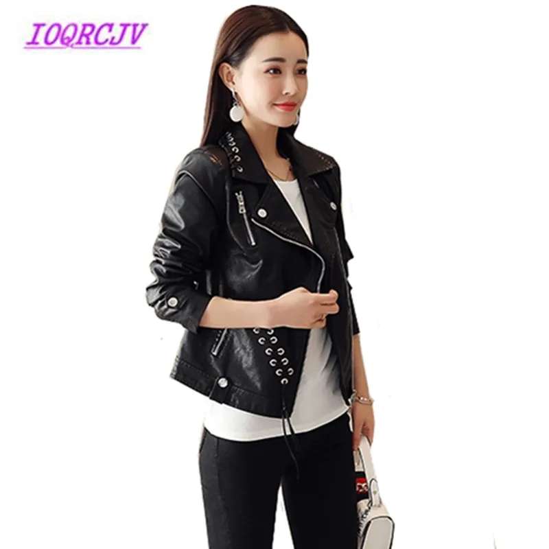 Women leather Jacket 2018 New Spring Ladies Black Faux