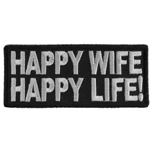 

HAPPY WIFE HAPPY LIFE Patch Embroidered Applique Sewing Label punk biker Patches Clothes Stickers Apparel Accessories Badge