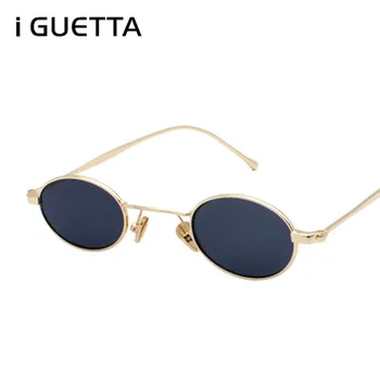 

iGUETTA Small Oval Retro Round Sunglasses Women Brand Designer Alloy Personal Marine Lens UV400 Oculos De Sol Feminino IYJB099