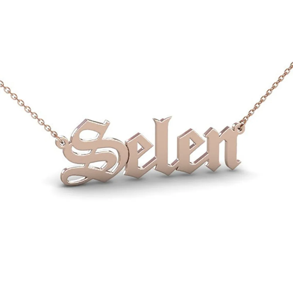 Custom Old English Name Necklace, Silver Name Necklace, Personalized Name Necklace, Nameplate Necklace, Birthday Gift, Valentines Day Gift