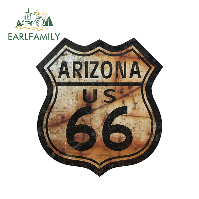 EARLFAMILY, 13 см x 12 см, автомобильная стильная наклейка, Route 66, Arizona, наклейка, знак шоссе США, водонепроницаемый бампер, аксессуары