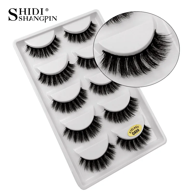 SHIDISHANGPIN mink eyelashes 5 pairs eyelashes hand made 3d mink lashes makeup mink strip lashes natural long false eyelash G6+7