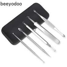 5 шт. Пинцет для удаления угрей Комедо машина набор удаления прыщей иглы удаления черных головок черная головка экстрактор инструмент для удаления угрей с чехлом