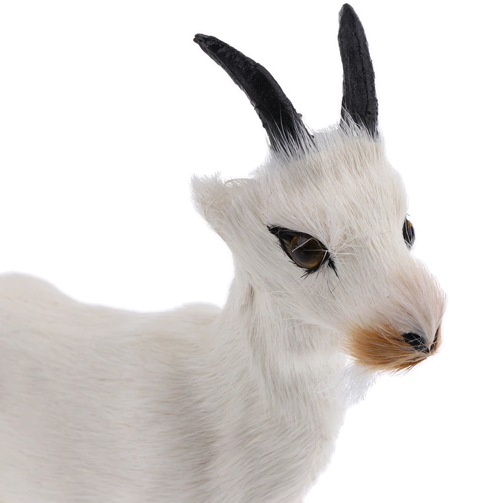 Goat Model Realistic Faux Fur Simulation Farm/Yard Goat Animal Model Toys Action Figures Home Bedroom Decorative
