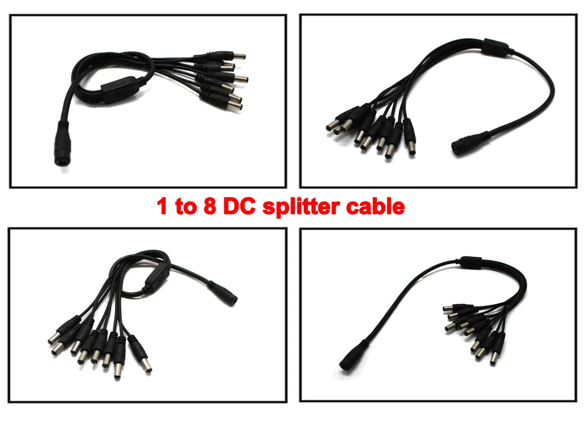 DC 2.1 1 до 8 Splitter Кабель-адаптер Мощность привести косичкой 1 Женский до 8 Мужской DC Разъем для CCTV безопасности Камера