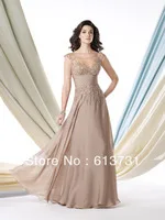 2013 Cap Sleeved A Line chiffon Mother Of The Bride Formal Dresses with High Neckline 213988
