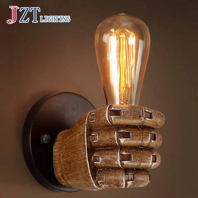 

T Loft Retro Industrial Wall Lamp For Bar&Coffee Shop&Restaurant American Style Iron Bedside Lighting Corridor Aisle Hand shape