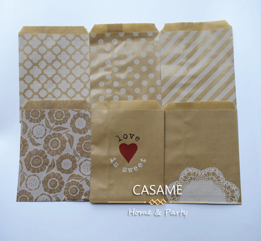 

25pcs handmade DIY candy gift bag 5x7inch kraft style new Treat craft paper Popcorn Food Safe Party baking