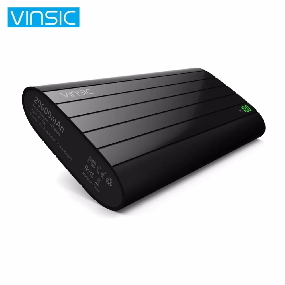 VINSIC 15000mAh Powerbank Extenal Battery Pack Portable Power Charger Fast Charger Universal Power Bank LED Display Accessories