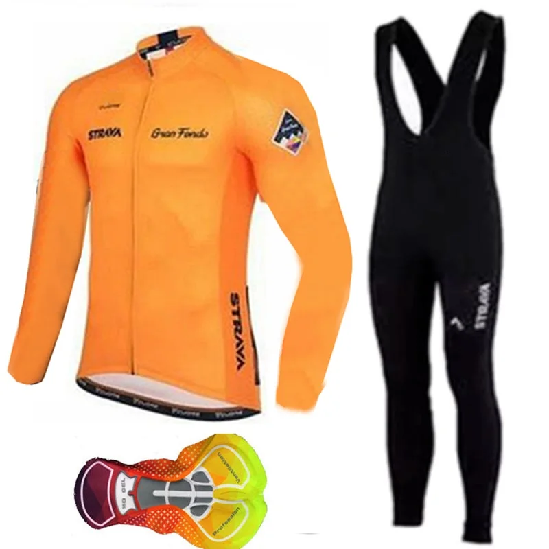 2019 Strava Men's Cycling Jersey Long sleeve set MTB Bike Clothing Maillot Ropa Ciclismo Hombre Bicycle Wear 16D GEL bib pants | Спорт и
