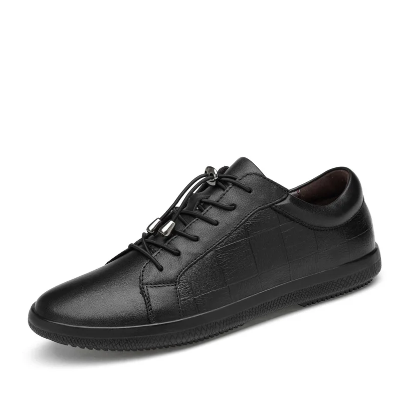 

Mr Smile Genuine Leather Lace-up Superstar Casual Rubber Oxfords Men Sneakers Tenis Walking Mens Black Shoes Large Sizes 46