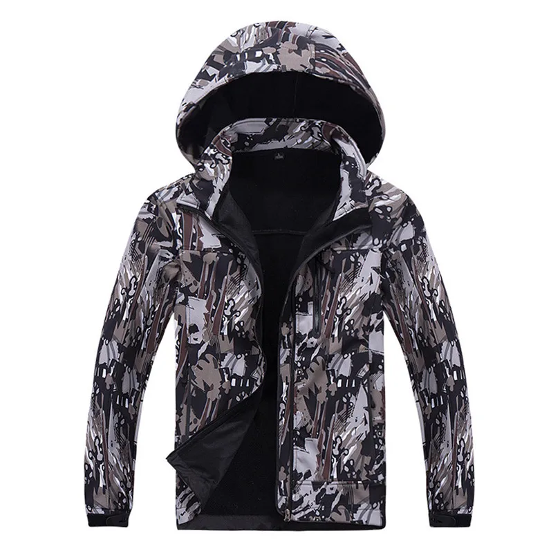

Men's Fleece Inside Camouflage Soft shell Hoodie Outdoor Outfit Assault Coat Hiking jackets windbreaker A30