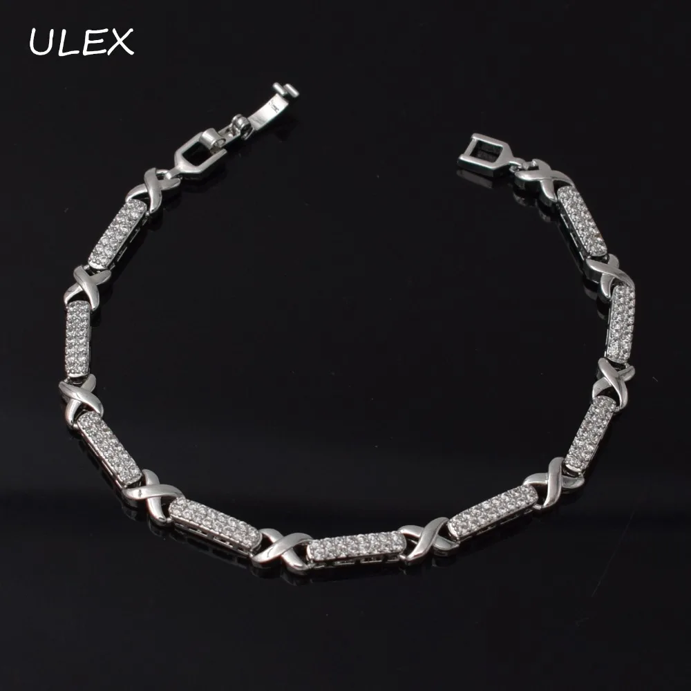 

2018 Trendy Bride Jewelry Sliver Color Leaf Charm Cubic Zirconia Bracelet & Bangles Clear CZ Crystal Bangles For Women cz04