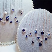 Ожерелье, подвески для женщин, S925, цепочка на ключицу, сапфир, драгоценный камень, Стерлинговое Серебро, хорошее ювелирное изделие, простая подвеска, синий цвет