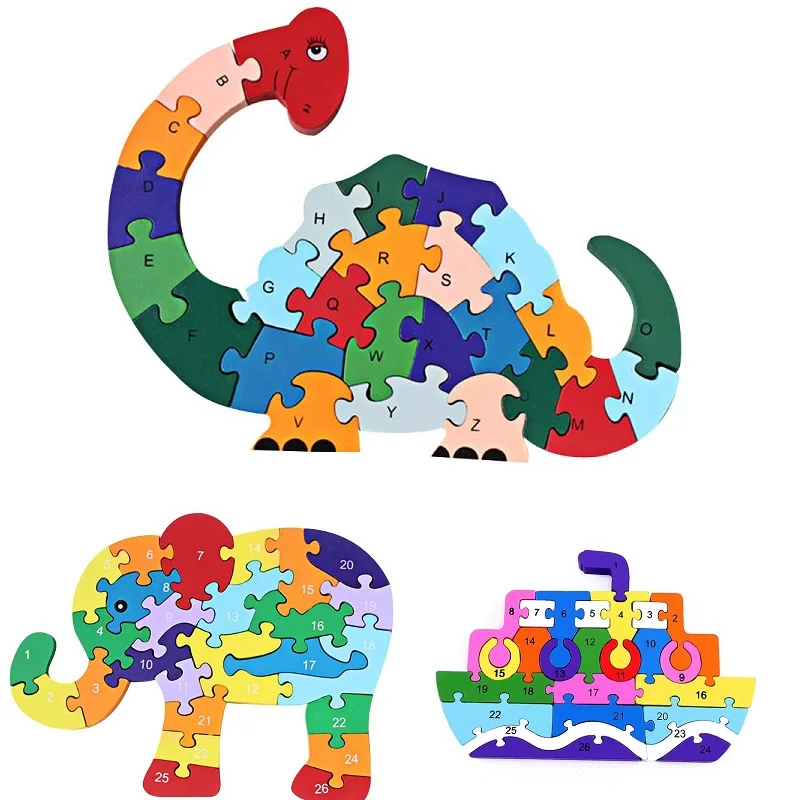 English Alphabet 1-26 Number Building blocks Wooden Toys Animal Shape Words Digital Game early Educational Jigsaws | Игрушки и хобби