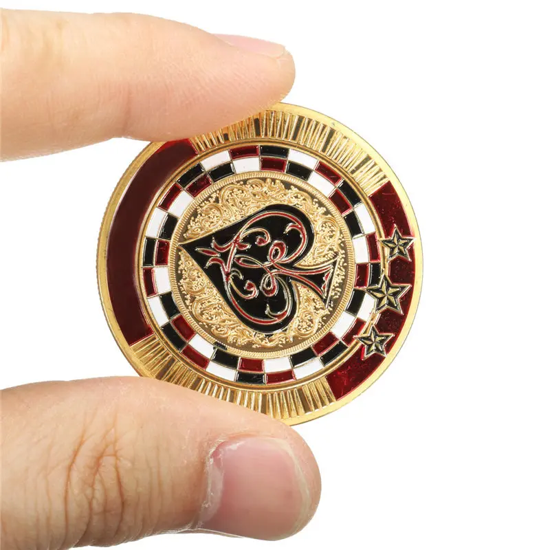 Горячая Распродажа металлический покерный защитный чехол с золотым покрытием и круглым пластиковым чехлом для монет