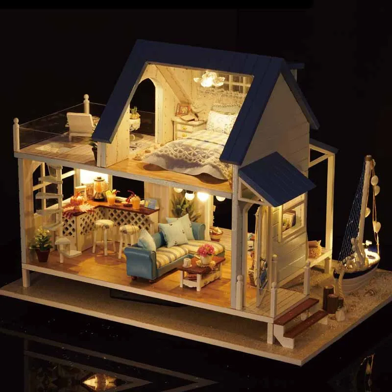 DIY кукольный домик Миниатюрный Кукольный дом мебель деревянный дом ручной работы для кукол головоломка время путешествия подарок игрушки для детей - Цвет: A037