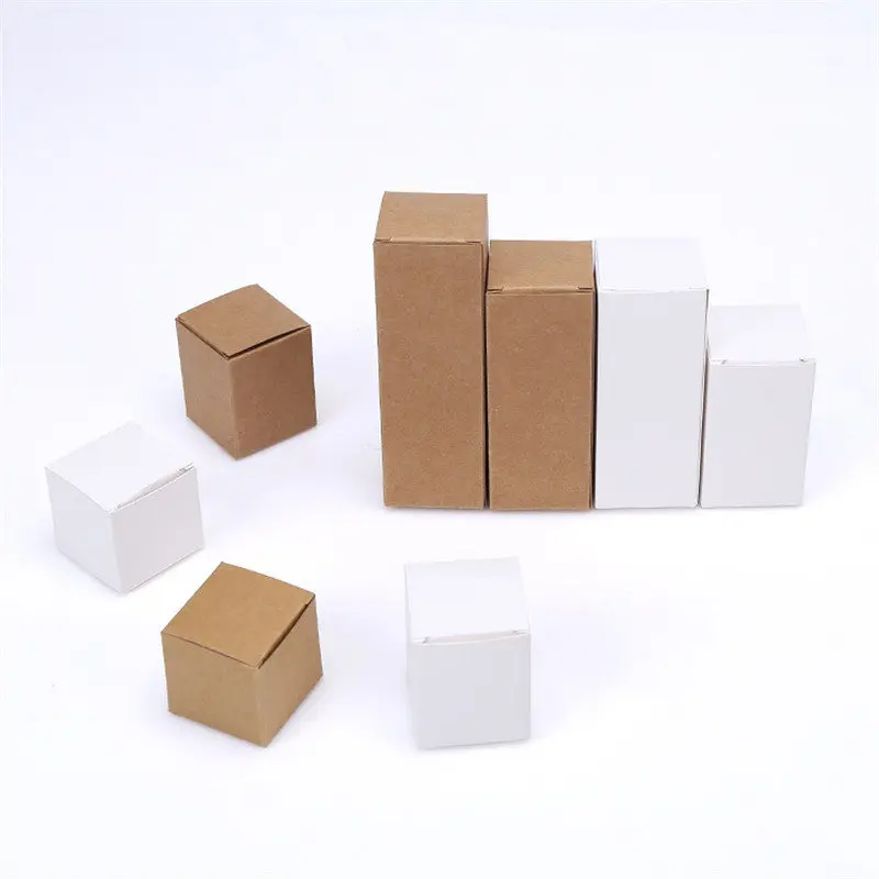 

100pcs Carton Kraft Paper Box White and Brown Color Various Sizes Wedding Gift Packing Boxes Wedding Candy Box