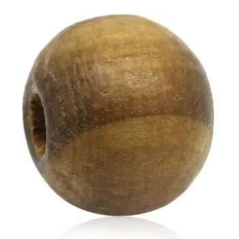 

DoreenBeads 50PCs Coffee Stripe Round Wood Beads 10mm(3/8") new