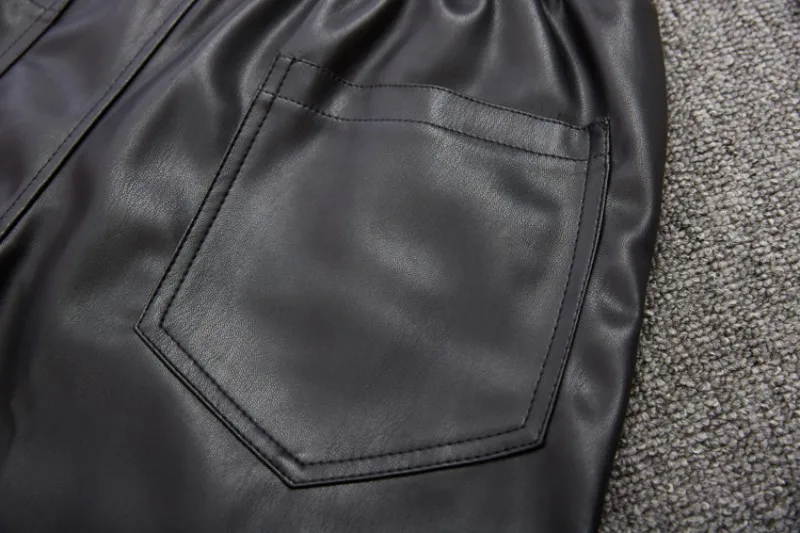 Ветрозащитные повседневные теплые кожаные брюки мужские высококачественные свободные брюки карандаш мото брюки Эластичный Талия Черный Уличный хип хоп брюки