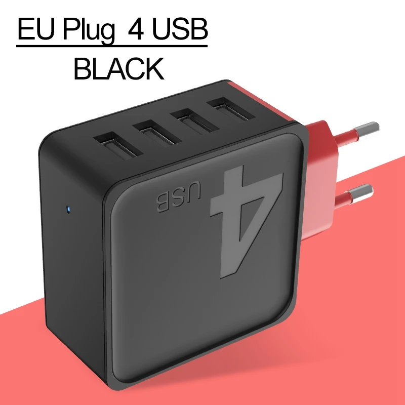 ROCK 4 USB зарядное устройство с двумя портами usb быстрое зарядное устройство EU US вилка Дорожное настенное зарядное устройство для iPhone samsung Xiaomi Мобильные Телефоны Планшеты - Тип штекера: EU Plug 4USB Black