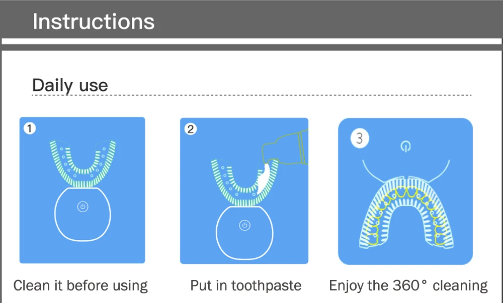 Электрическая 360 градусов Автоматическая дезинфекция U Таймер в форме повара ультра звуковая Силиконовая зубная щетка Беспроводная перезаряжаемая 3 режима отбеливание зубов