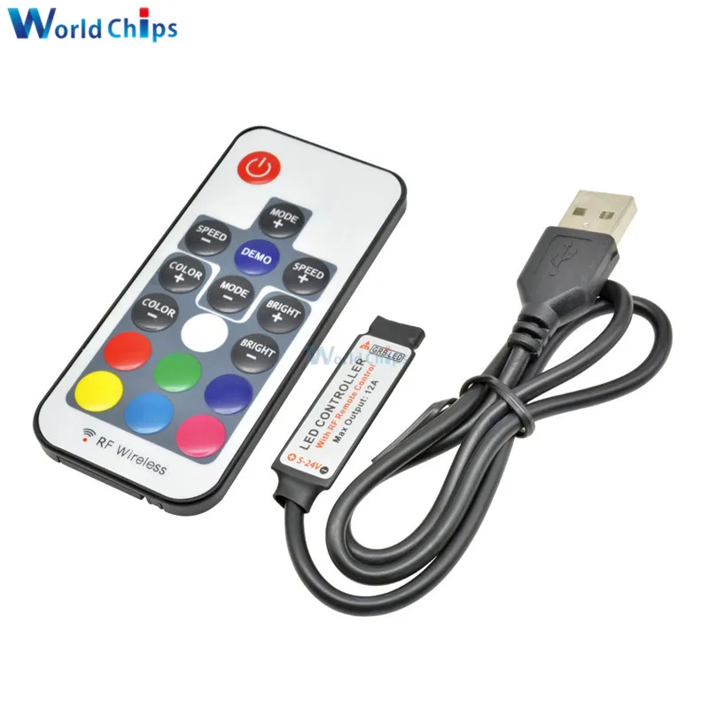 Светодиодная лента с USB 5 В 12 постоянного тока RGB ИК Радиочастотный пульт