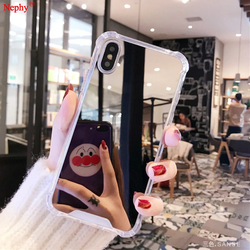 

Luxury Shockproof Soft Silicon Mirror Case For iPhone X XR XS MAX 6 S 6S 7 8 Plus 6Plus 7Plus 8Plus Cell Phone Back Cover Casing