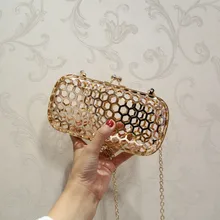 Женская вечерняя сумочка с вырезами, клатч на день, мини-сумочка с металлической цепочкой, Свадебная вечерняя сумочка, кошелек bolso