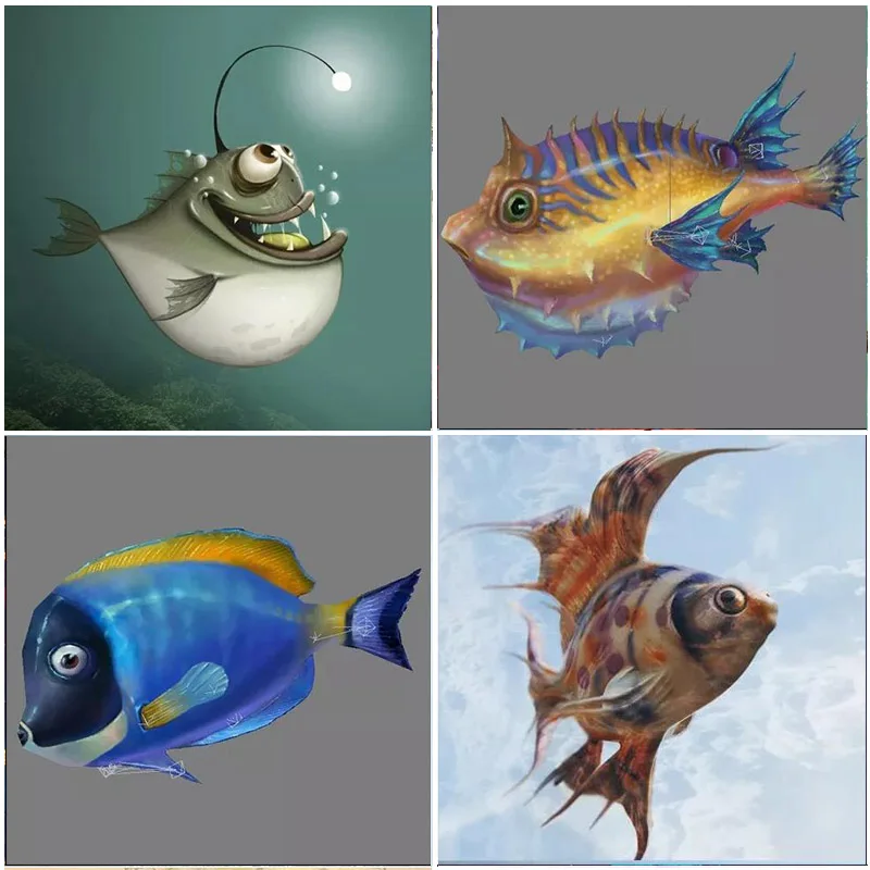 

Mosaic Full Square Drill Colorful Fish Pattern Kits 5D Diamond Painting Embroidery 3d Images Home Wall Decorations Cross Stitch