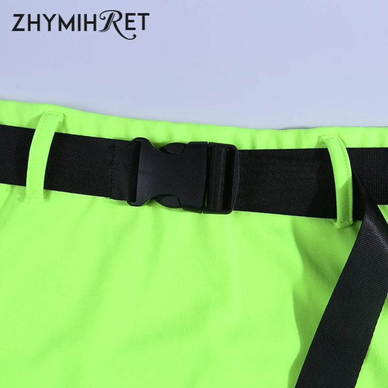Женский комплект из двух предметов ZHYMIHRE неоново зеленое короткое платье с
