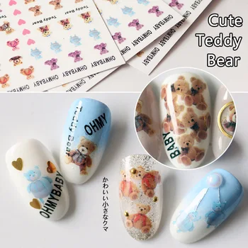 

1pcs 3D Super Thin Nail Art Adhesive Stickers Tips P-o-o-h Bear Color Sticker Pink Love MYBABY Colorful Nail Sticker Decal Wraps