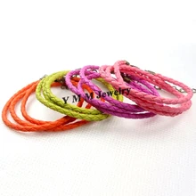 Смешанный цвет плетеный кожаный браслет 12 шт./партия модные ювелирные изделия