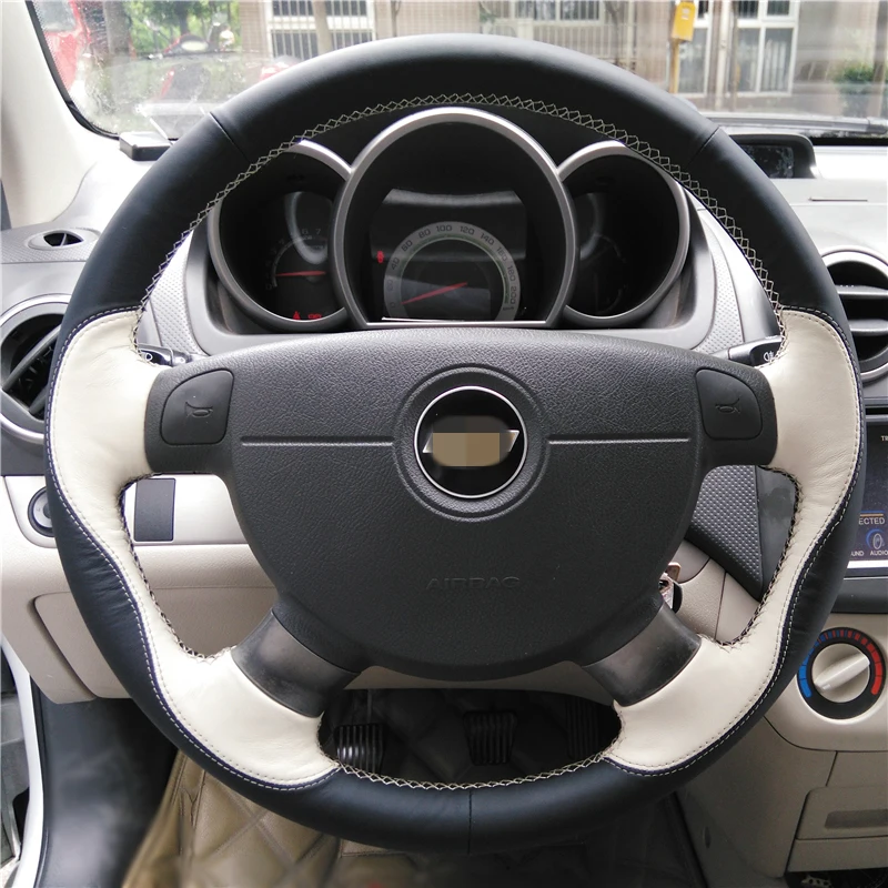 Black Beige Car Steering Wheel Cover for Chevrolet Lova Aveo Buick Excelle Daewoo Gentra 2013 2015