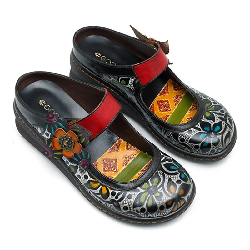 Plates Rétro Imprimé Pour Vintage Chaussures Socofy Jane Fleur En Appartements Mary Talon Mocassins À Véritable Femme Compensées Nouvelle Noir Mode Cuir Semelles Plats Femmes tPFqAFx