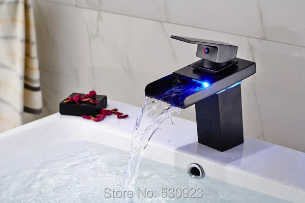 

New Arrival Oil-rubbed Bronze Bathroom Sink Basin Faucet LED Color Changing Mixer Tap Single Handle Single Hole Wall Mounted