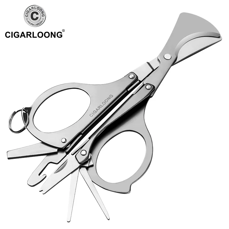 

portable folding multi-function cigar cutter suitable for all sizes CC-0305